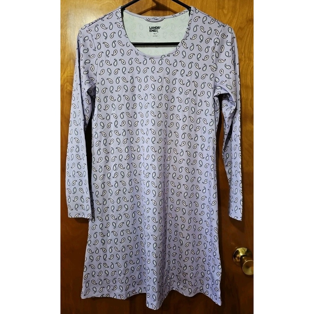 Lands End Womens Medium XS (2-4) Purple Pink Paisley Print Shift Dress